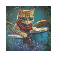 *~* TEAL Percussionist Cool Cat AP91 DRUMMER Metal Print