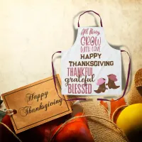 Thankful, Grateful, Blessed, Happy Thanksgiving | Apron