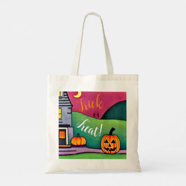 Halloween fiesta and trick or treat pumpkin tote bag