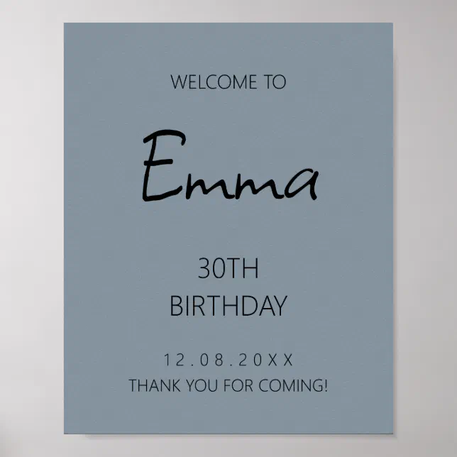 Black Handwritten Script 30th Birthday Welcome Poster