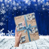 Blue Vintage Christmas Sleigh | Wrapping Paper