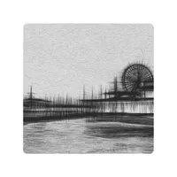 White Noise Santa Monica Pier Metal Print