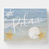 Beach Coastal Inspirational Relax Wooden Box Sign