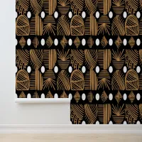 Caribbean Tribal Mudcloth: Black, White, Gold Wallpaper