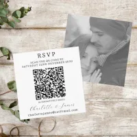 Elegant Black And White Photo QR Code RSVP Enclosure Card