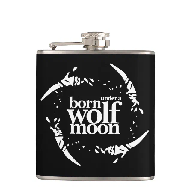 Poetic Born Under a Wolf Moon Claws Flask