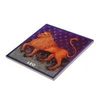 Leo Lion Zodiac Sign Horoscope Birthday Party Ceramic Tile