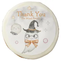 Cute Ghost Watercolor Halloween Thank You  Sugar Cookie