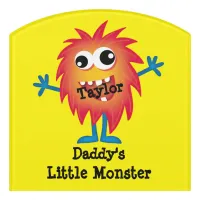 Cute Orange Cartoon Monster Funny Fun for Kids Door Sign