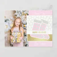 Pink and Gold Happy Holiday Postcard