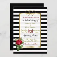 Black and White Rose Gold Wedding Invitations