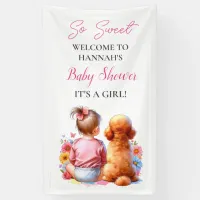 A Baby Girl and her Dog Baby Shower Personalized Banner