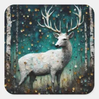 Beautiful White Deer Square Sticker