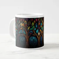 Colorful Mosaic Stained Glass Tree effect design Giant Coffee Mug