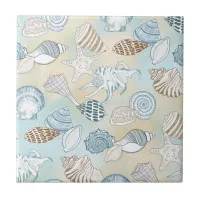 Coastal Beach Seashells Pattern  Ceramic Tile