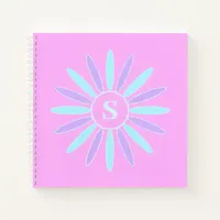 Lilac And Aqua Pastel Flower | Pink Name Monogram Notebook