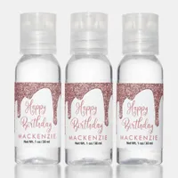 Luxury Rose Gold Sparkle Glitter Drips Birthday Hand Sanitizer