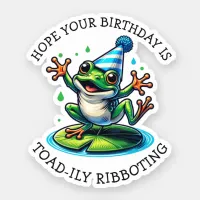 Funny Frog Themed Birthday Sticker