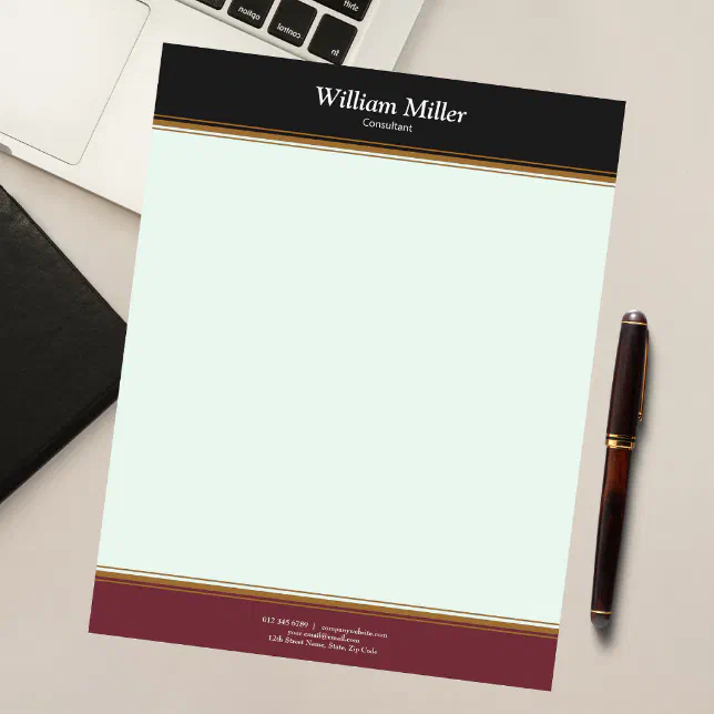 Modern Minimalist Black Maroon Stripes Notepad