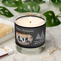 Merry Christmas Photo & Name Trees Snow Black Scented Candle