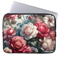 Timeless Rose Floral Charm Laptop Sleeve