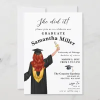 Modern Minimalist Photo She Did It Graduation Invitation