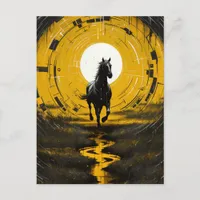 Black and Yellow Horse Postcard