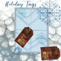 Christmas Red Gift Tags with Snowflakes