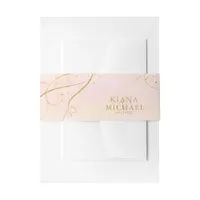 Fine Lines Gold Abstract Wedding V1 Blush ID867 Invitation Belly Band