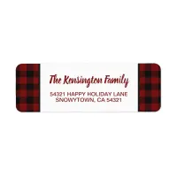 Rustic Christmas Red Buffalo Plaid Holiday Label