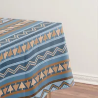 Southwest Style Blue Brown Geometric Pattern Large Tablecloth