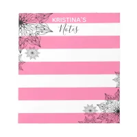 Chic Black Mandalas on Pink and White Stripes Notepad