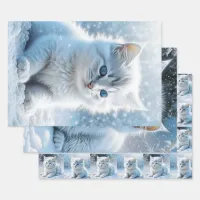 Little White Kittens in Snow Christmas Wrapping Paper Sheets