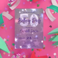 Starry Glittery Magenta 50th Birthday Invitation