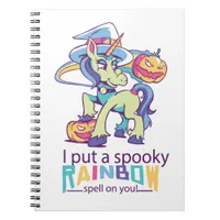 Spooky Rainbow Spell Halloween Unicorn Witch Notebook