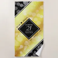 Elegant 21st Brass Wedding Anniversary Celebration Beach Towel