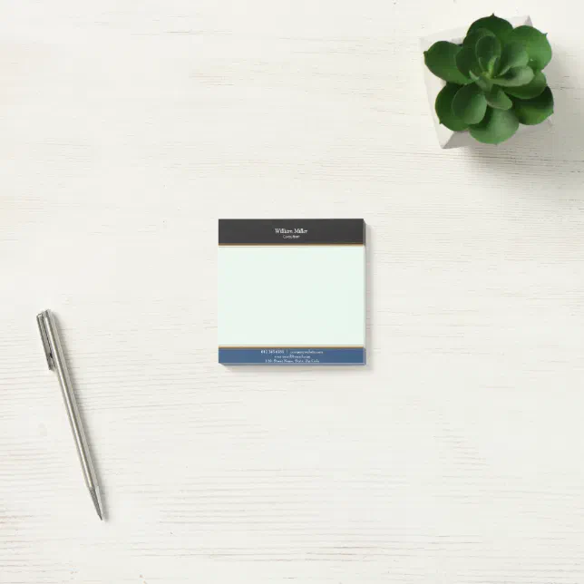 Modern Minimalist Black Blue Stripes Post-it Notes