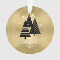 Christmas Trees and Snowflakes Gold ID863 Ornament