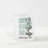 Custom St Patrick's Day Pinup Girl with Shamrock Frosted Glass Coffee Mug