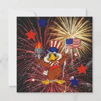 Cartoon Eagle with Flag and Fireworks Invitation