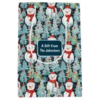 Snowman on a Winter Day Christmas Personalized Medium Gift Bag