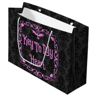 Goth Valentine Key To My Heart Pink Large Gift Bag