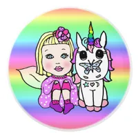 Pink Fairy and Unicorns with Star Dust Wand Ceramic Knob