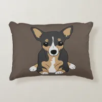 Chihuahuas: Cute Tri-Color Chihuahua Brown Accent Pillow