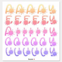 Glitter Colorful Floral Monogram Vowels A E I O U Sticker