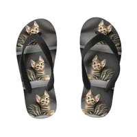 Cute fluffy tabby cat baby    kid's flip flops