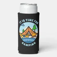 It's Time for Camping Personalized Seltzer Can Cooler