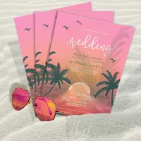 Tropical Isle Sunrise Wedding Pink L2 ID581 Invitation