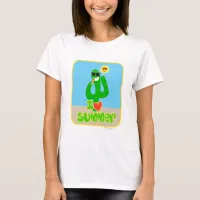 Summer Love Cactus Cartoon Fun Seasonal Slogan T-Shirt