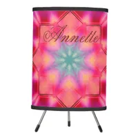 Monogram Name Colorful Blue Star Pattern | Tripod Lamp